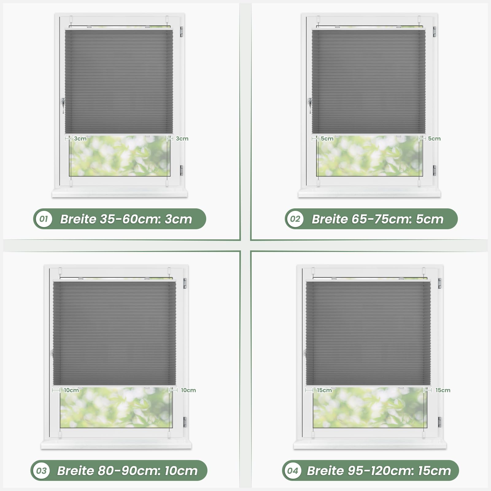 Zarnan Plissee Klemmfix ohne Bohren Anthrazit B70 x H200cm Plisseerollo Sonnenschutz und Sichtschutz Jalousien Easyfix Plissees Blickdicht Lichtdurchlässig Rollo für Fenster & Tür
