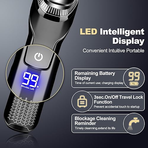 Miniatura 6 de Maquinilla de afeitar eléctrica para hombres, pantalla LED, 100% impermeable, afeitado en húmedo y seco, afeitadora eléctrica para hombres, incluye
