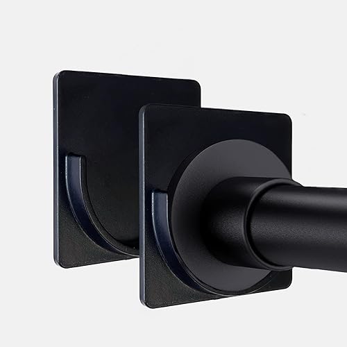 LADYMOON Soporte para barra de cortina de ducha sin taladrar, juego de 4, soporte de barra de cortina también se utiliza para barras de ducha para