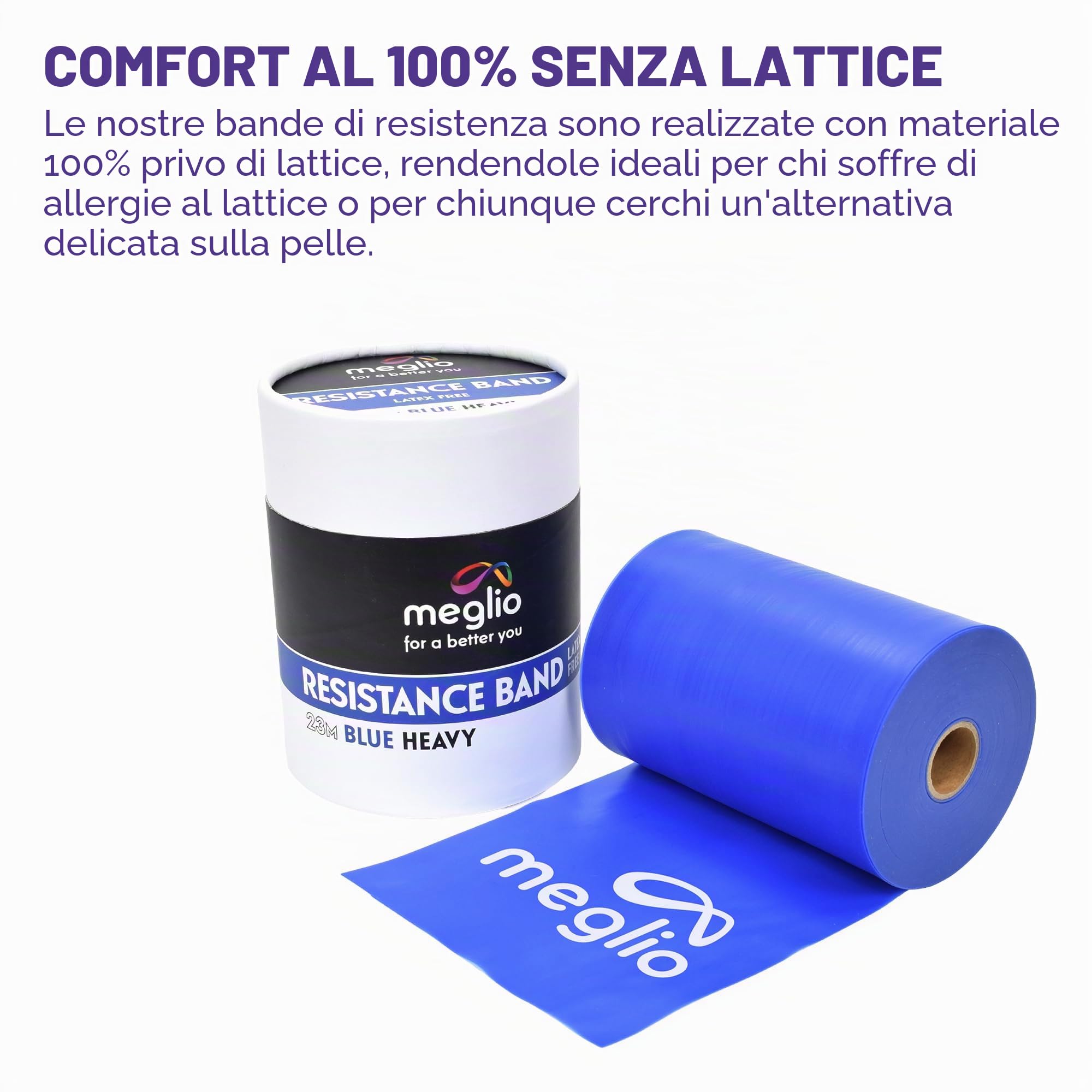 MEGLIO Fascia di Resistenza Rullo di 23 Metri, Rotolo di Banda Elastica Senza Lattice per Fitness, Palestra, Allenamenti a casa, Ginnastica, Allenamento di Resistenza, Riabilitazione e Bodybuilding