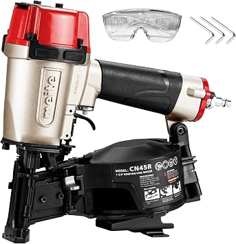 meite CN45R Roofing Nailer Pneumatic 15 Degree Coil Nail Gun 7/8" to 1-3/4"