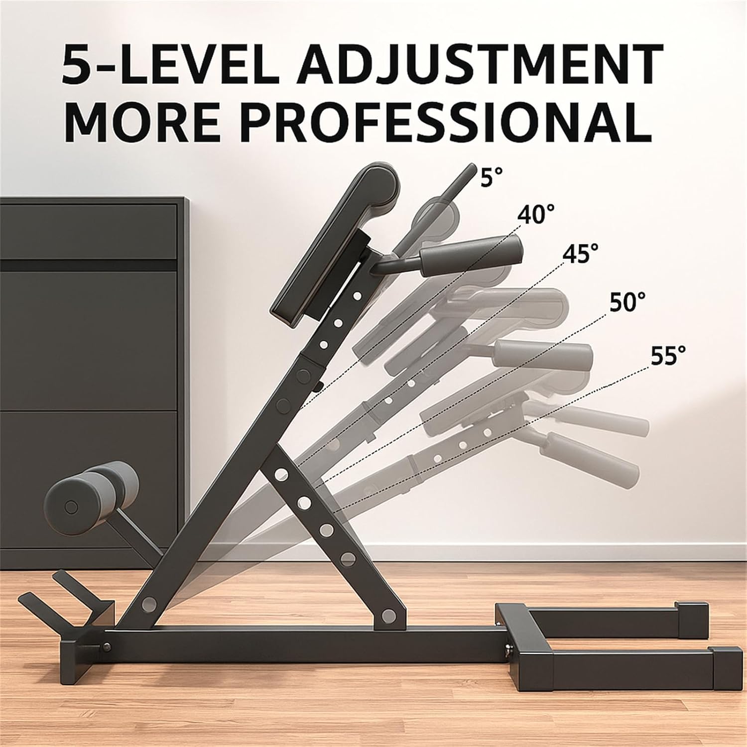 Roman Chair Back Extension Machine-Multi Functional Ab Bench, Angle & Height Dual Adjustable Back Extension Bench Machine for Glute, Leg Strength Trainer Home Gym Full Body