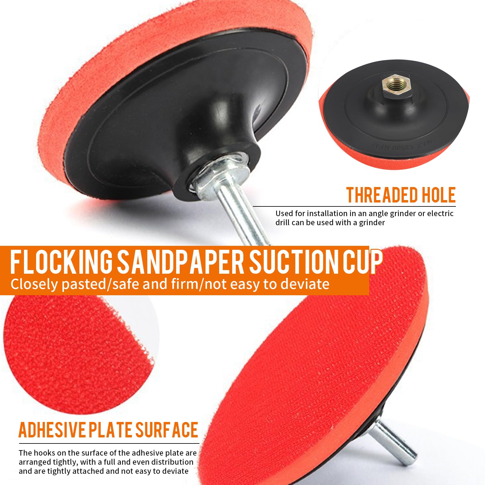 Schleifscheiben Sets winkelschleifer, 3 Stück 125mm Klett Polierteller Innenbohrung 40 Stück Schleifpapier Bohradapter M14 inkl Schaft - Winkelschleifer Zubehör