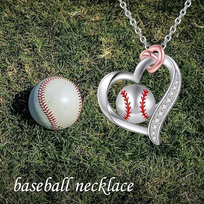 Miniatura 6 de YAFEINI VoleibolBéisbolBaloncestoTenisFútbolGolfCollar 925 Plata Plata Corazón Deportes Colgante Joyería Regalos para Mujeres