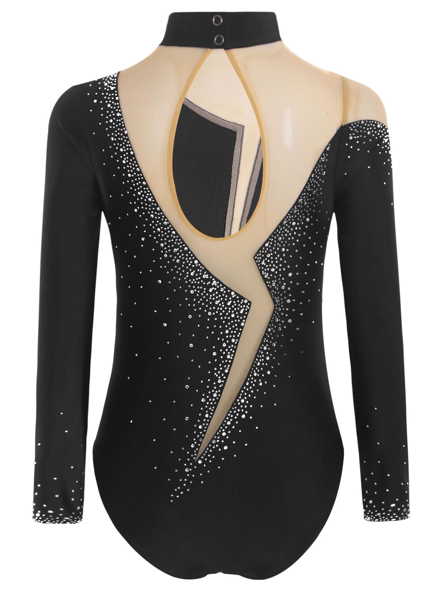 Piezas Traje Gimnasia Niñas Con Brillo Traje Entrenamiento Camiseta Manga Larga Patinaje Artístico Mono Baile Negro 11-12 años
