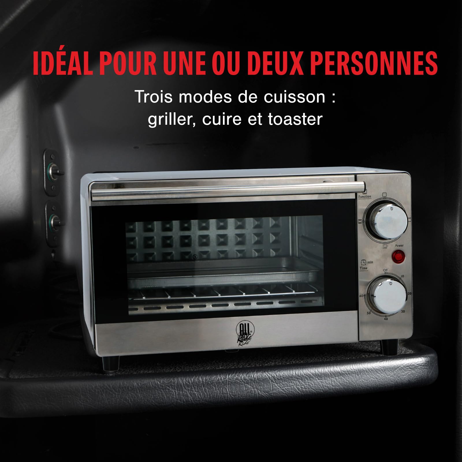 All Ride Four - Four 24 V via Allume-Cigare - Mini four pour les Déplacements en Camion ou Camping-Car - Gamelle Chauffante Camion - 300 W - 9 litres - Acier inoxydable, Argenté.