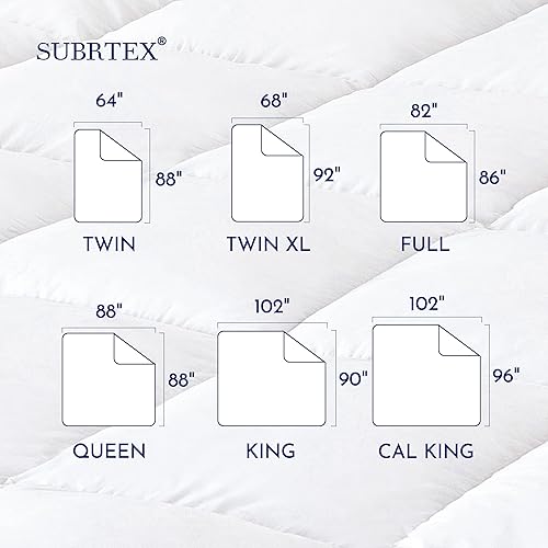 Miniatura 6 de subrtex Edredón de plumas de ganso tamaño individual relleno de edredón acolchado suave con funda de algodón para invierno 4 pestañas de esquina