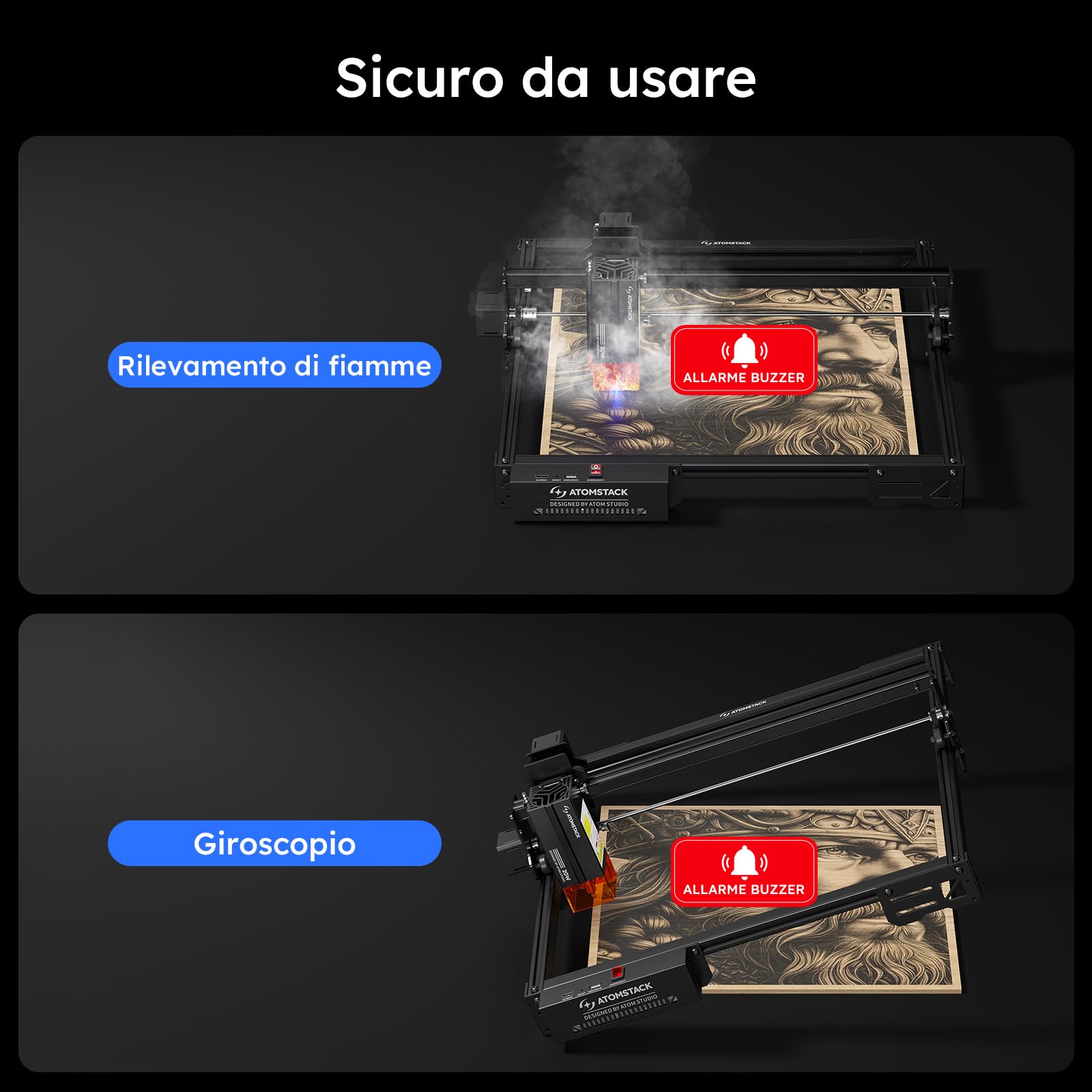 ATOMSTACK SWIFT A20 PRO V2 20W Incisore Laser Area di Incisione: 410 × 380 mm Taglierina Laser Ad Alta Precisione Per Regali Personalizzati Legno Metallo Acrilico Pelle (SWIFT A20 PRO V2 20W Nero)