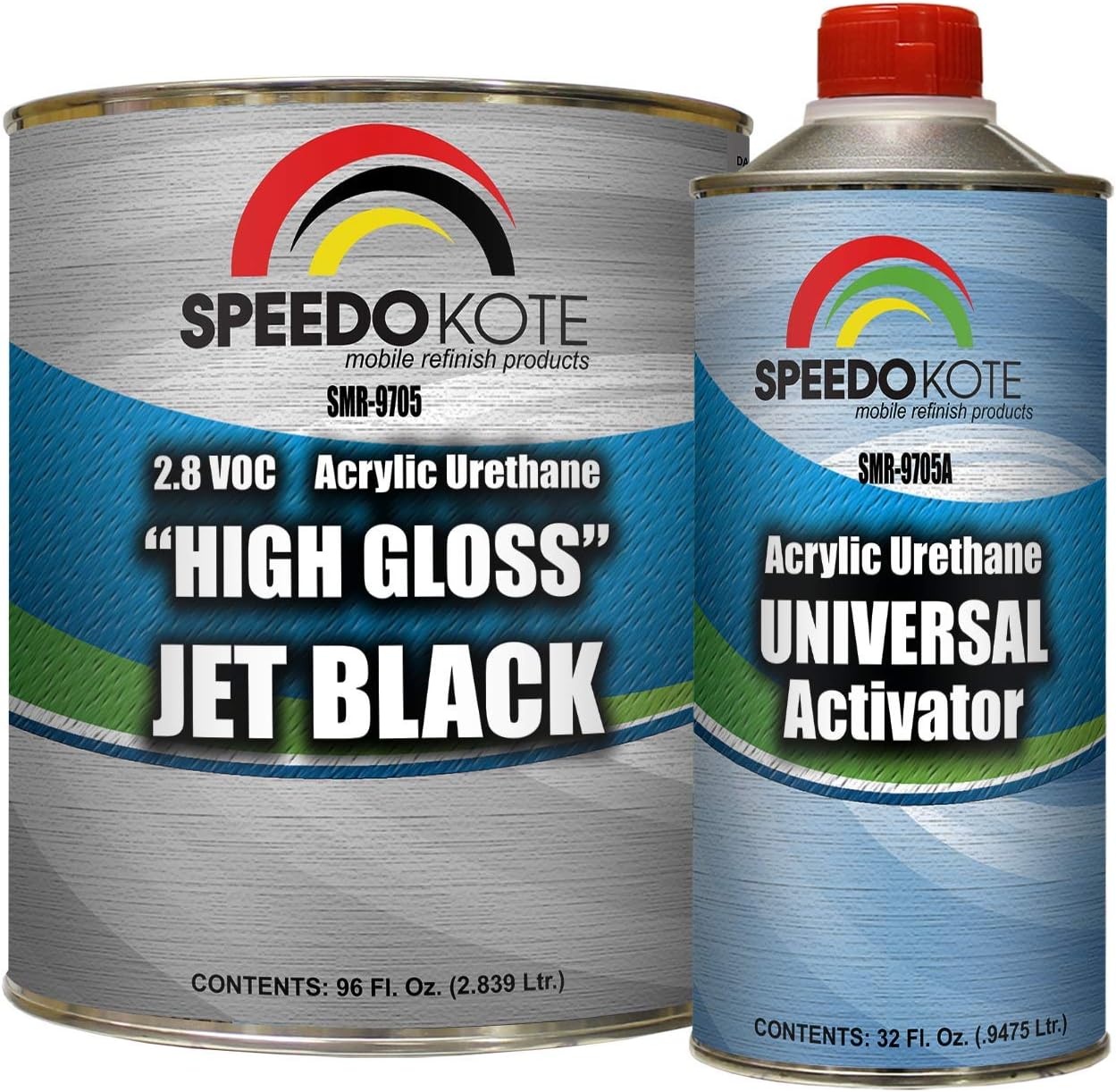 High Gloss Jet Black 2K Acrylic Urethane, 3:1 Gallon Kit w/Activator, SMR-9705-M