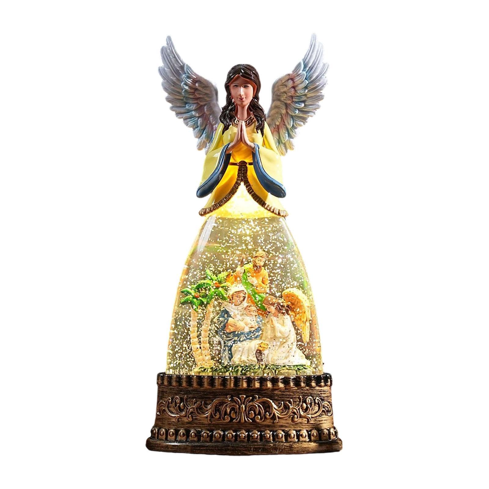 Sharplace Bola de Nieve Musical con Figura de ángel, Luz Nocturna Decorativa, Decoración Navideña para Estantería, Sala de Estar, Escritorio, Fiesta, Style B, Individual
