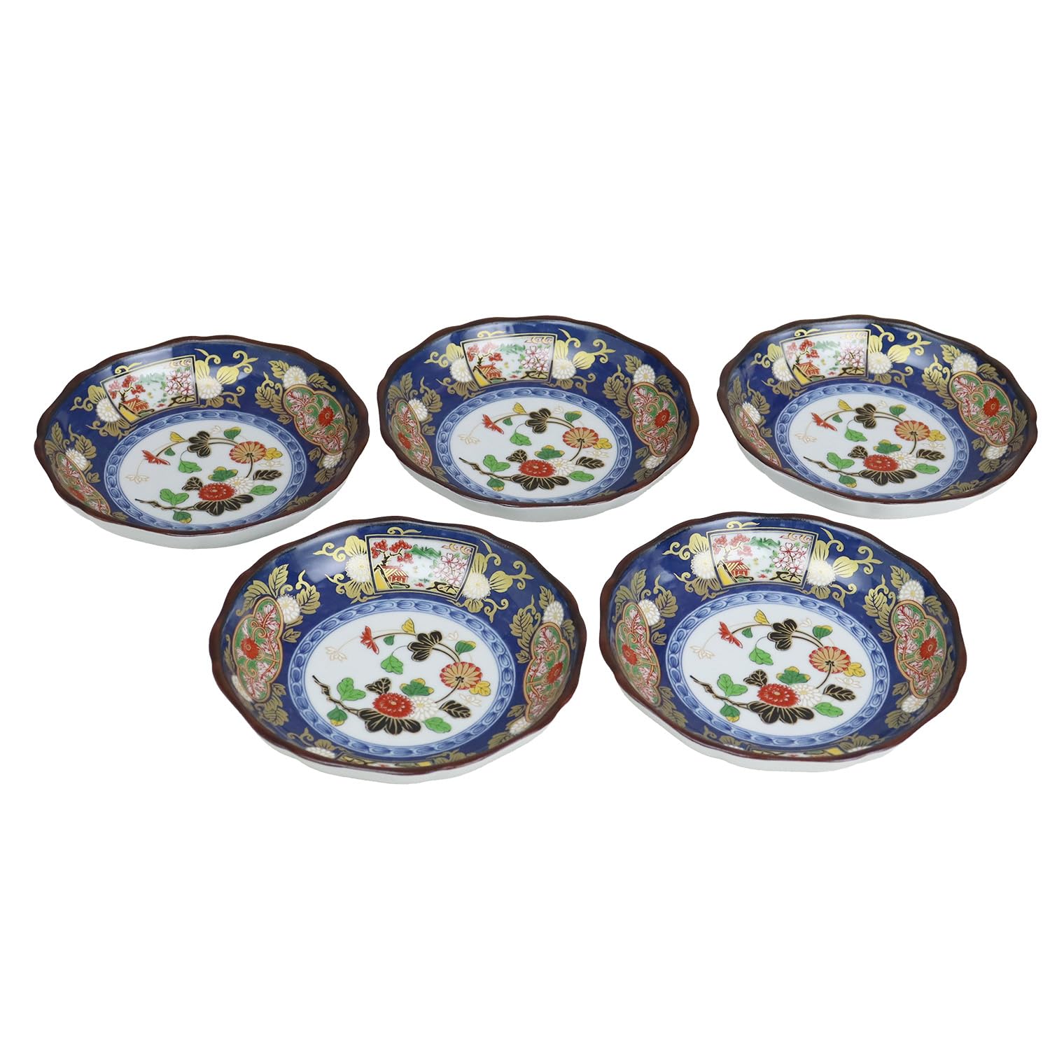 Arita Ware Ko-Imari Small Plates Set of 5 Porcelain 5.5in Japan