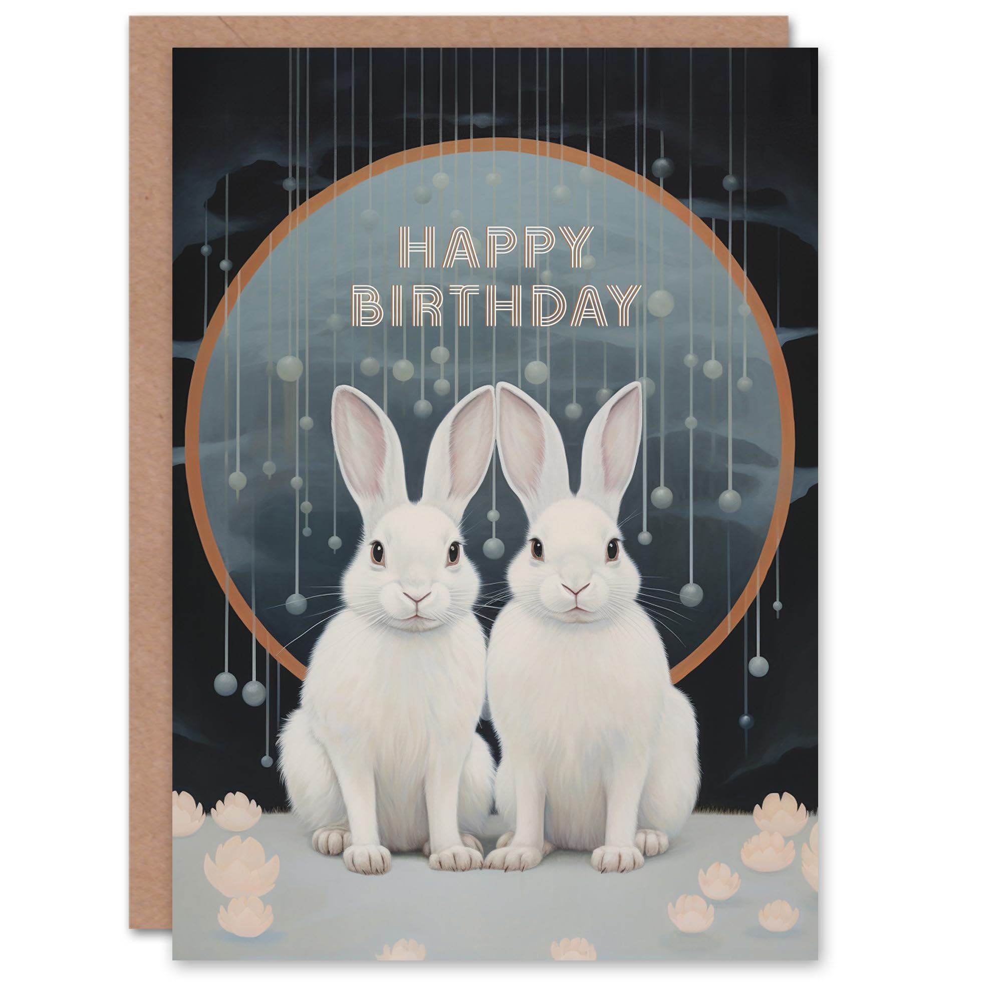 Artery8 Birthday Greeting Card Winter Twin Hares Bunny Rabbits For Her