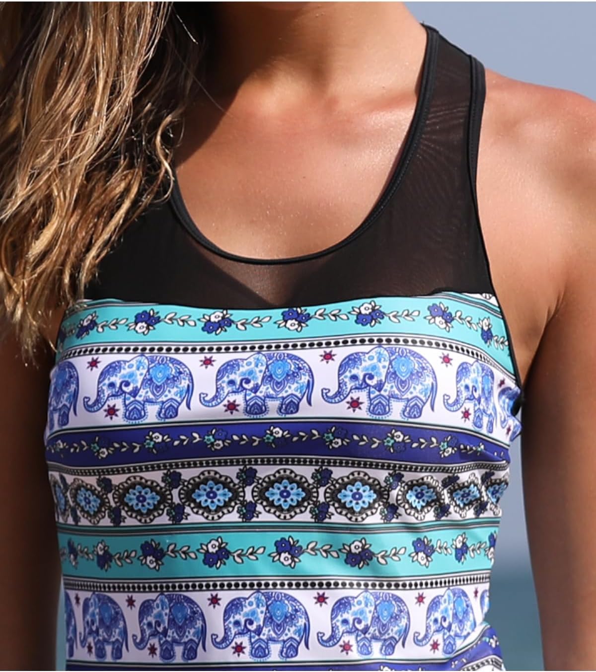 Yonique Tankini Swimsuits for Women with Shorts Athletic Two Piece Bathing Suits Racerback Tank Tops Swimwear - Image 5