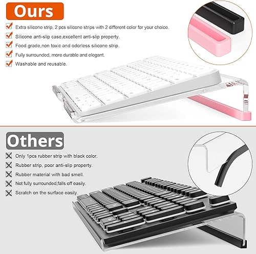 Miniatura 8 de Richboom Soporte de teclado de computadora para escritorio, 11.8 pulgadas, pequeño elevador de teclado acrílico transparente, 78 teclas, elevador de