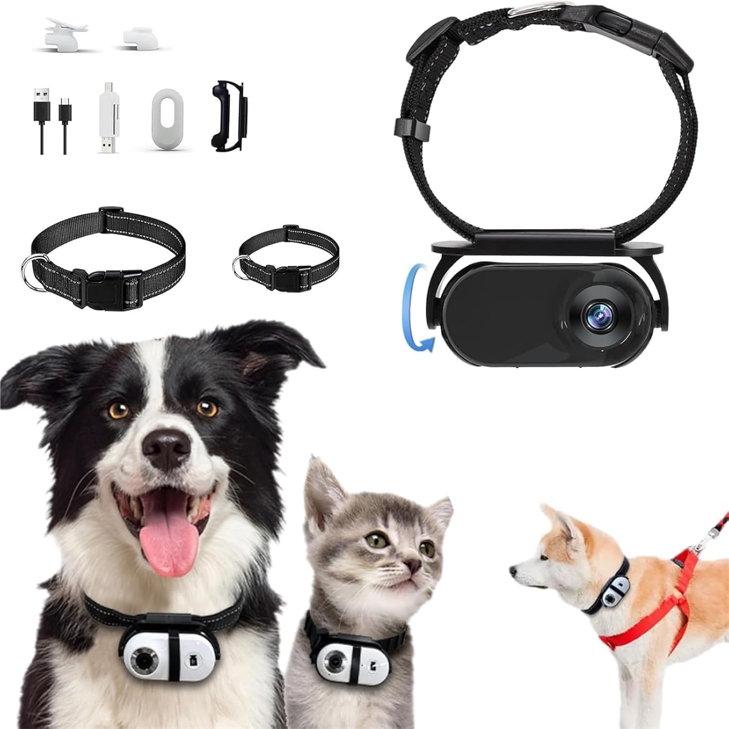 Catcam Pro, Cat Cam Pro 2.0, Cat Cam Pro Pet Action Camera for Cats & Dogs, Multi-Mount Accessories for Adventures, 1080p HD Waterproof Wearable Camera(Black,16G)