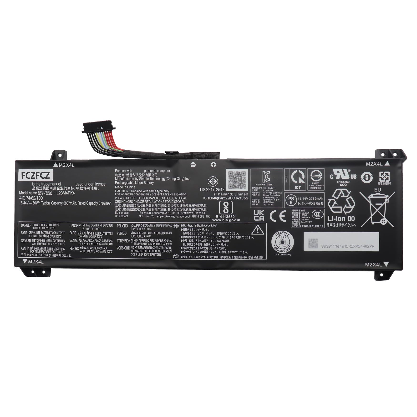 Amazon.com: FCZFCZ L23M4PK4 Battery 60Wh Replacement for Lenovo 