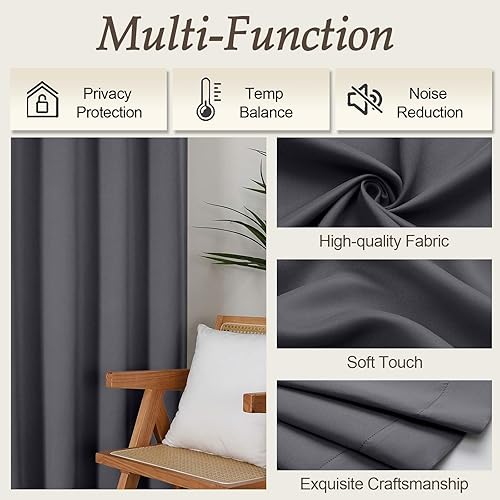 Miniatura 49 de Gwine Cortinas opacas para sala de estar de 63 pulgadas de largo, con aislamiento térmico, cortinas opacas para decoración de dormitorio con Azul