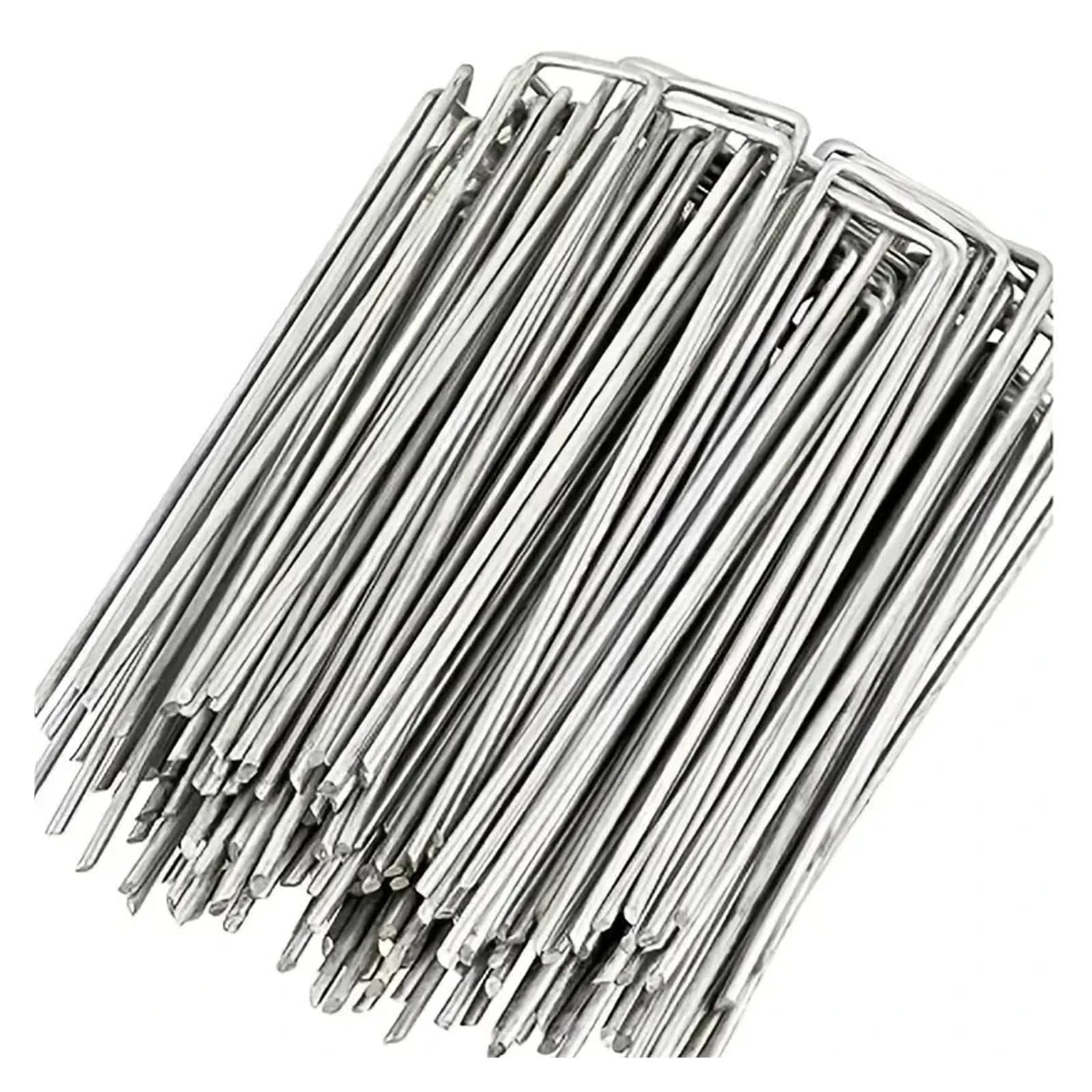 HNULGVI U-shaped garden nails Landscape Staples U Stake Galvanized Garden Heavy(50PCS_15X4CM)
