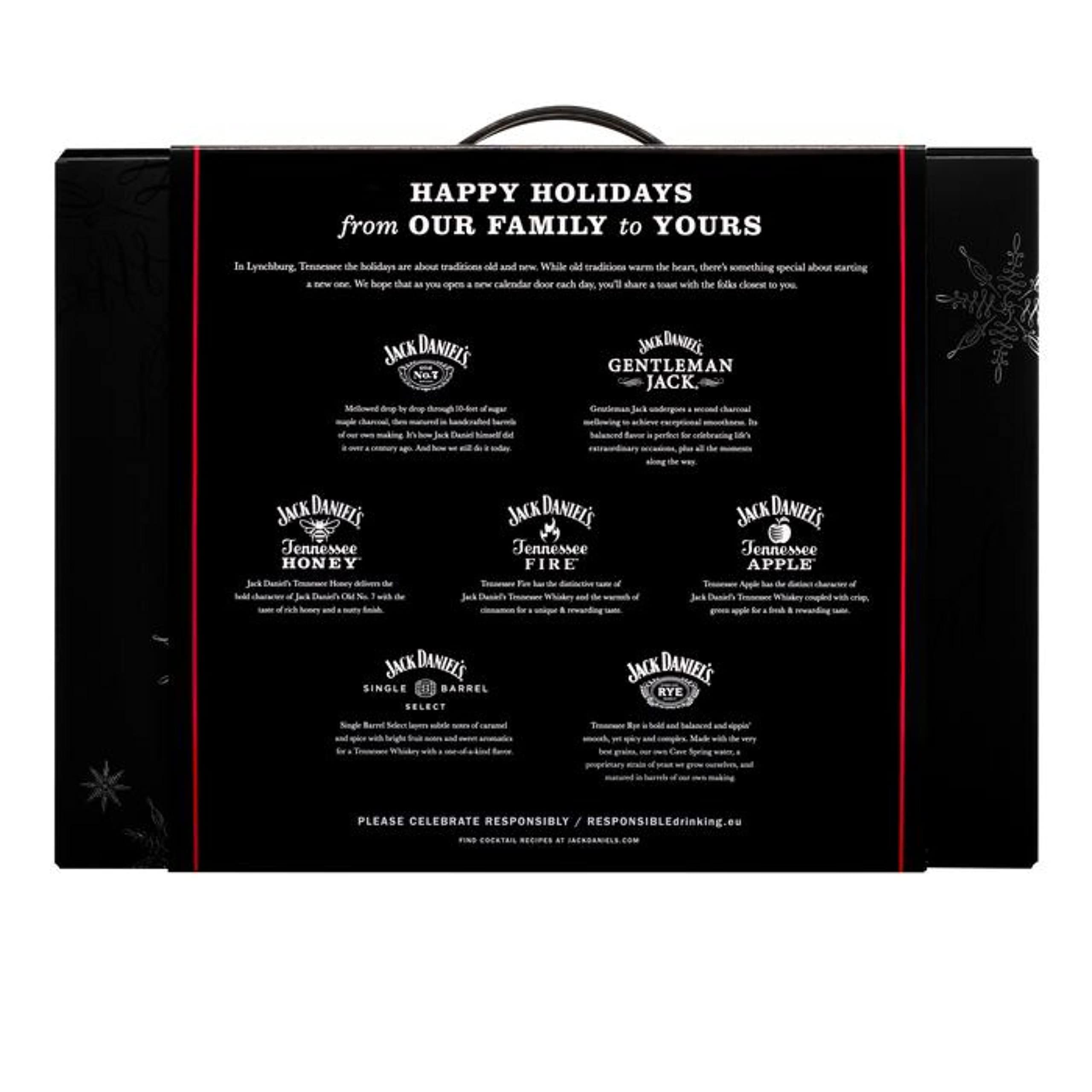 Jack Daniel's Calendario Navidad Con 20 Miniaturas de Whiskey de la Familia Jack Daniel's de 50ml Cada Una, 20x5ml