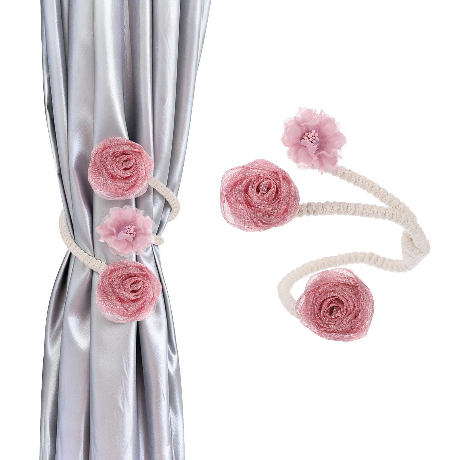 Flores artificiales para cortinas PATIKIL, alzapaños bohemios que iluminan tu salón y dormitorio