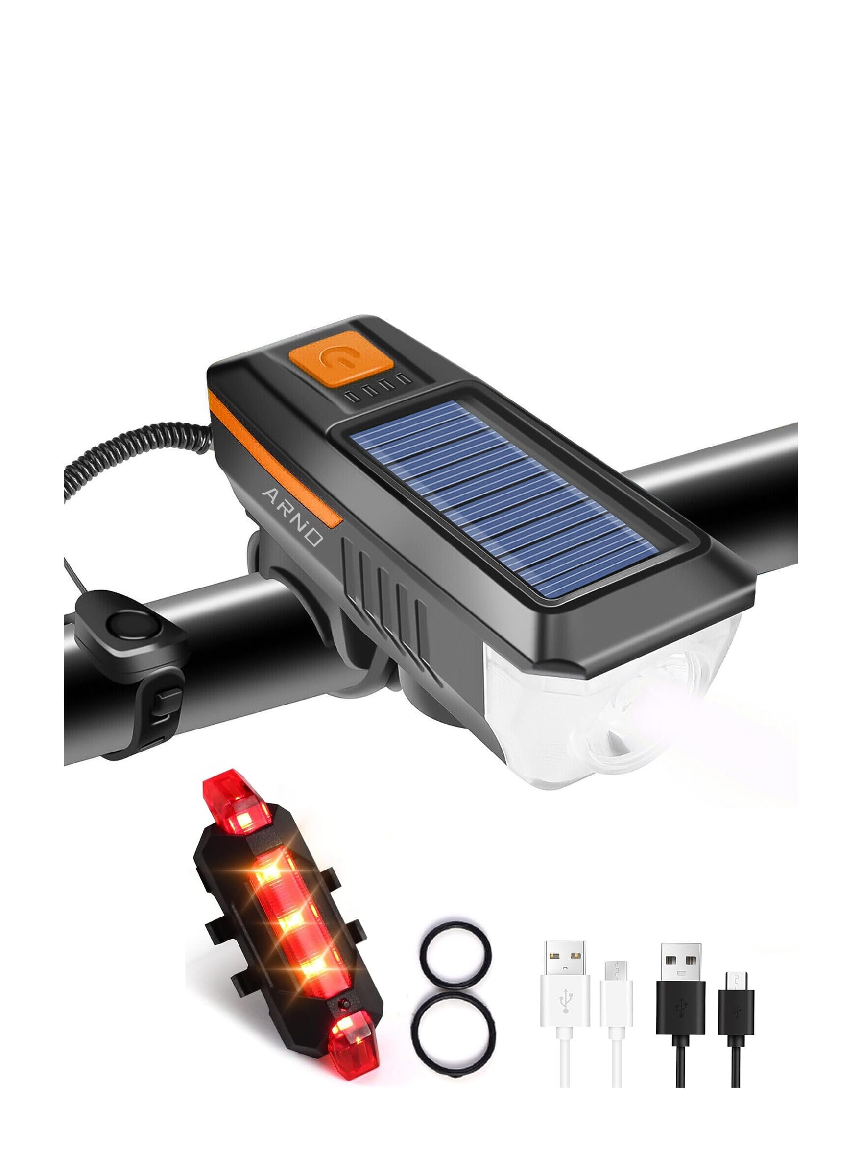 Cycling Equipment Solar Bicycle Light USB Rechargeable Dual Mode Horn Night Riding Lighting Mountain Bike Front Light