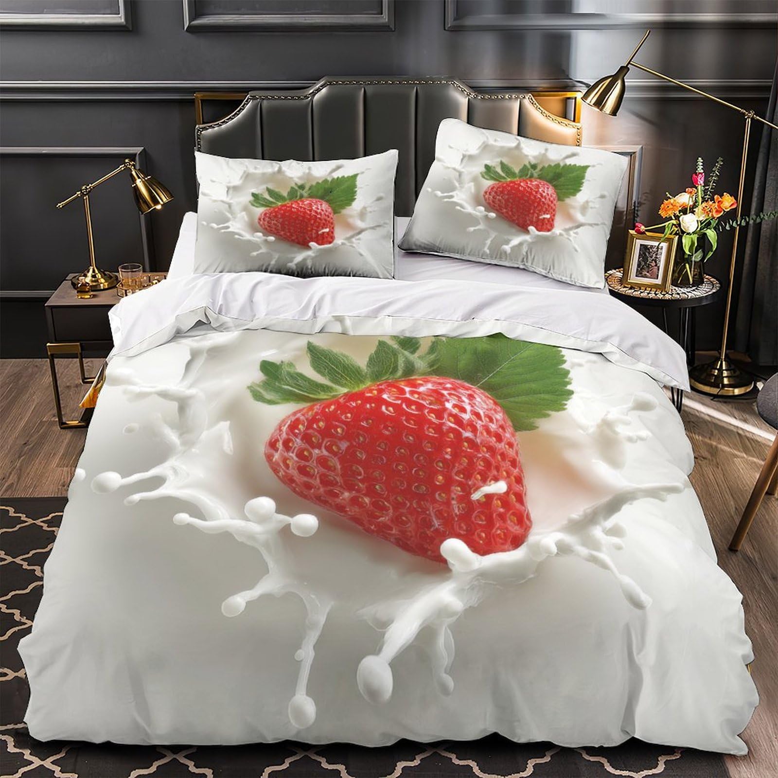 Housse de couette fraise 3D pour une chambre d'enfant fruitée et fraîche