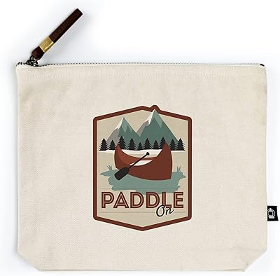 Lantern Press Paddle On, Canoe, Vector, Contour (100% Cotton Canvas Travel Accessory Go Bag)