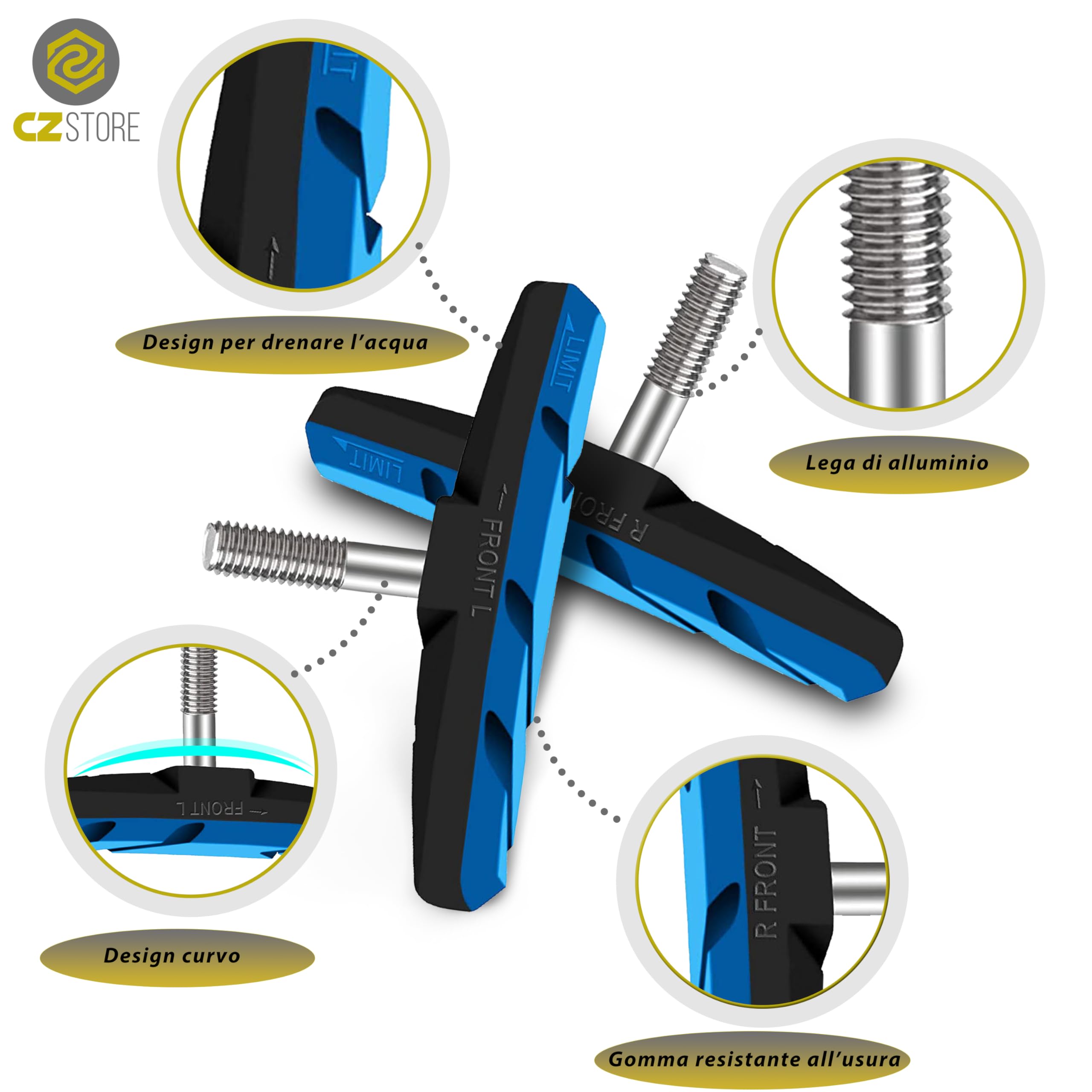 Pattini per Freni Bicicletta V-Brake 4-8 Pezzi Set Completo Pastiglie Freni in Gomma