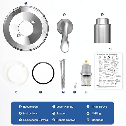 Miniatura 6 de Repuesto para Delta Faucet Classic 13 Series Kit de moldura de válvula de ducha de una sola función, mango de ducha, kit de molduras de ducha