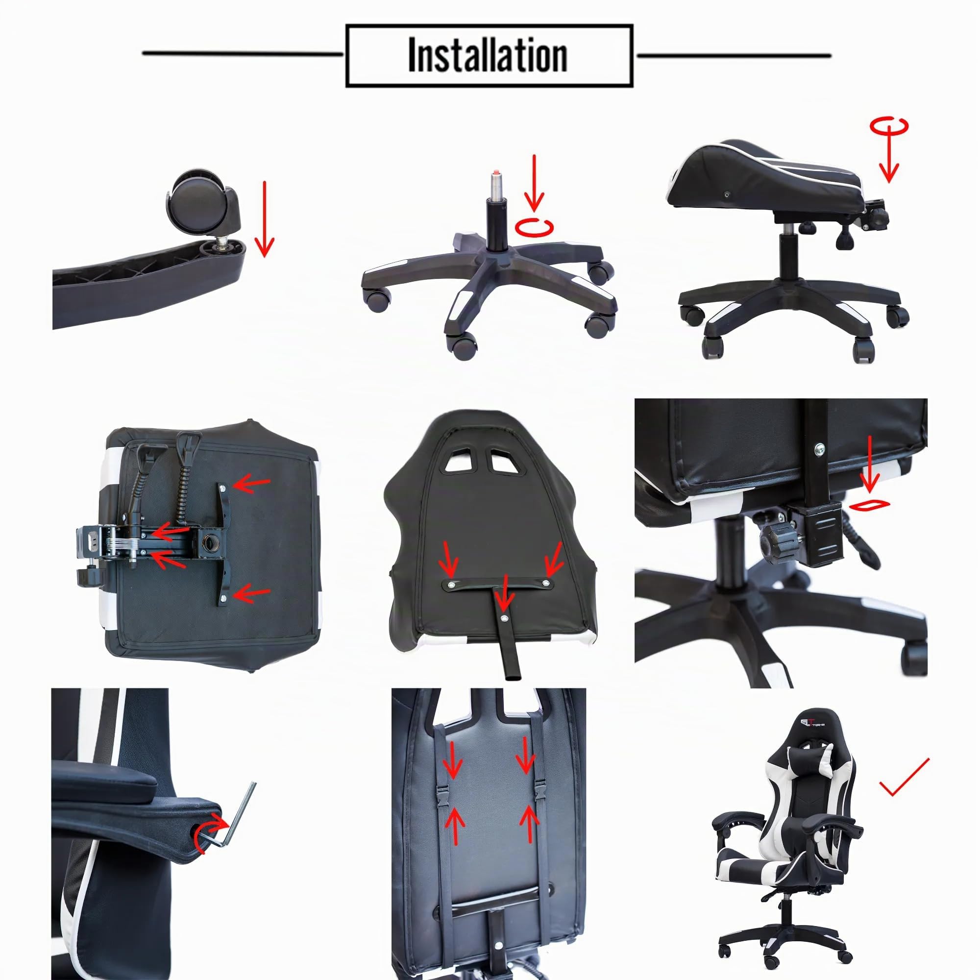 Game GT Extreme Chaise de bureau de gaming en cuir écologique (triple noir)