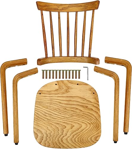 Vista 4 de Dining Chairs Set of 2, Farmhouse Wooden Spindle Back Kitchen Chairs, Windsor Dining Chairs for Kitchen and Dining Room, Solid Wood Slat Back