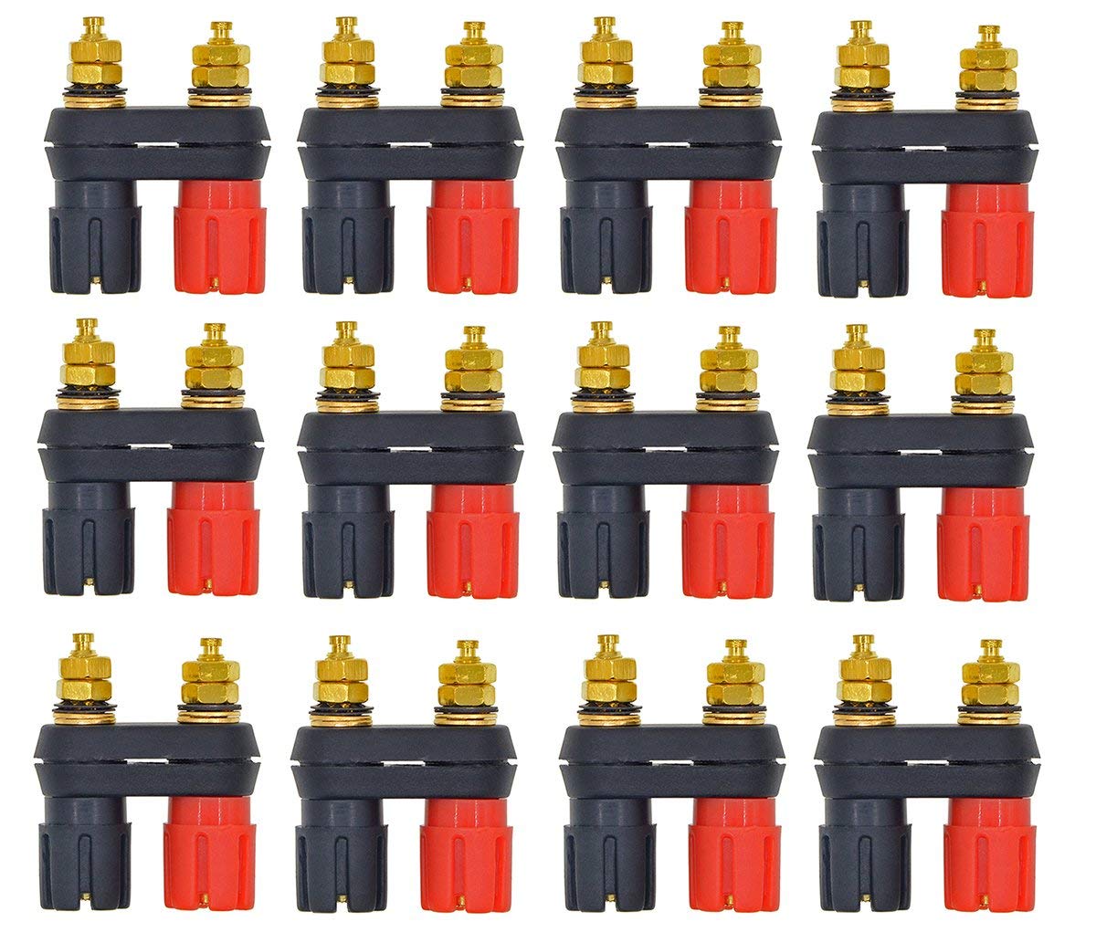 Uxcell 6 Terminales De Poste De Unión Doble, Conector De Altavoz Amplificador De Potencia De Rosca M5, Enchufe Banana De 2 Vías Rojo Y Negro