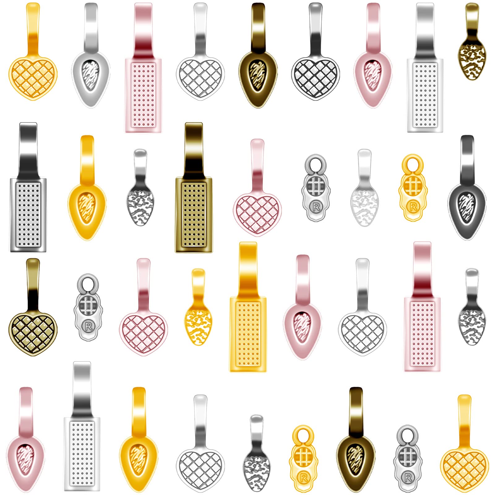 Mix Alloy Spoon Glue on Bails Pendants Jewelry Scrabble Earring Charms for Fitting Glass Cabochon Tiles Jewelry Making - Small Spoon Shape Tray Glass