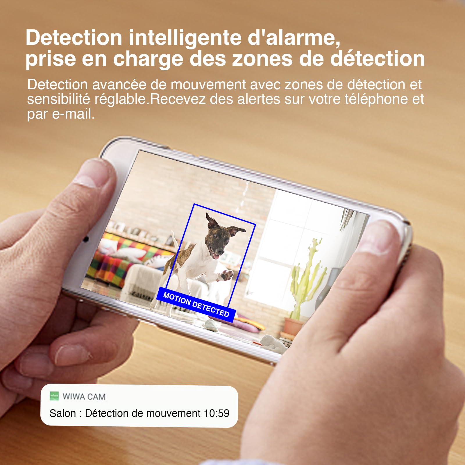 WIWACAM MW12 Caméra WiFi 4K Ultra HD, Emplacement pour Carte SD, Camera de Surveillance Interieur, détection de Mouvement Intelligente, Alarme sur téléphone Portable, Alarme par e-Mail