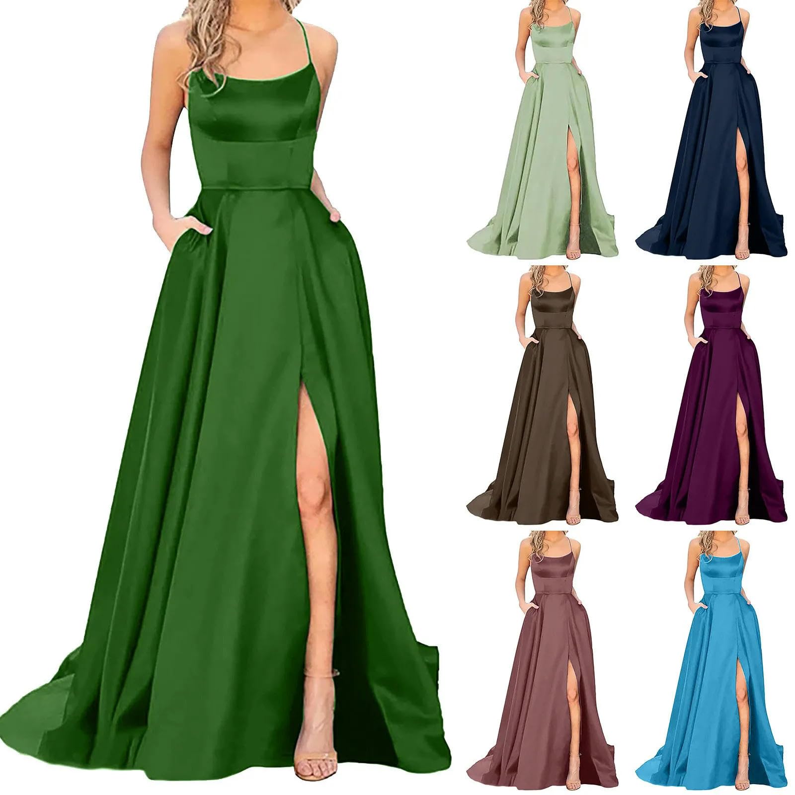 Abiti da Ballo divisi Abiti Eleganti da Donna Party Night Abito da Sera Lungo Formale Abiti con Spalline