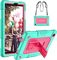 Vista 1 de Funda para tablet TCL Tab 8 LE, para TCL Tab 8 Plus, correa de hombro a prueba de golpes para niños (verde/rosa)