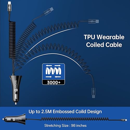 Miniatura 6 de Certificado Apple MFi Syncwire - Cargador de coche para iPhone 4.8A24 W, cargador rápido de teléfono para automóvil, encendedor de cigarrillos,