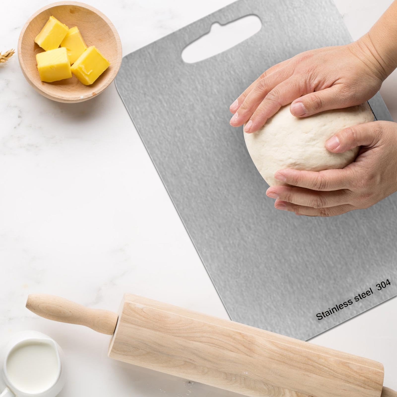 Planche à découper en acier inoxydable – avec échelle claire, planches à découper sûres | Planche à découper à viande double face, gadgets de cuisine, lave-vaisselle antiadhésif pour légumes et fruits