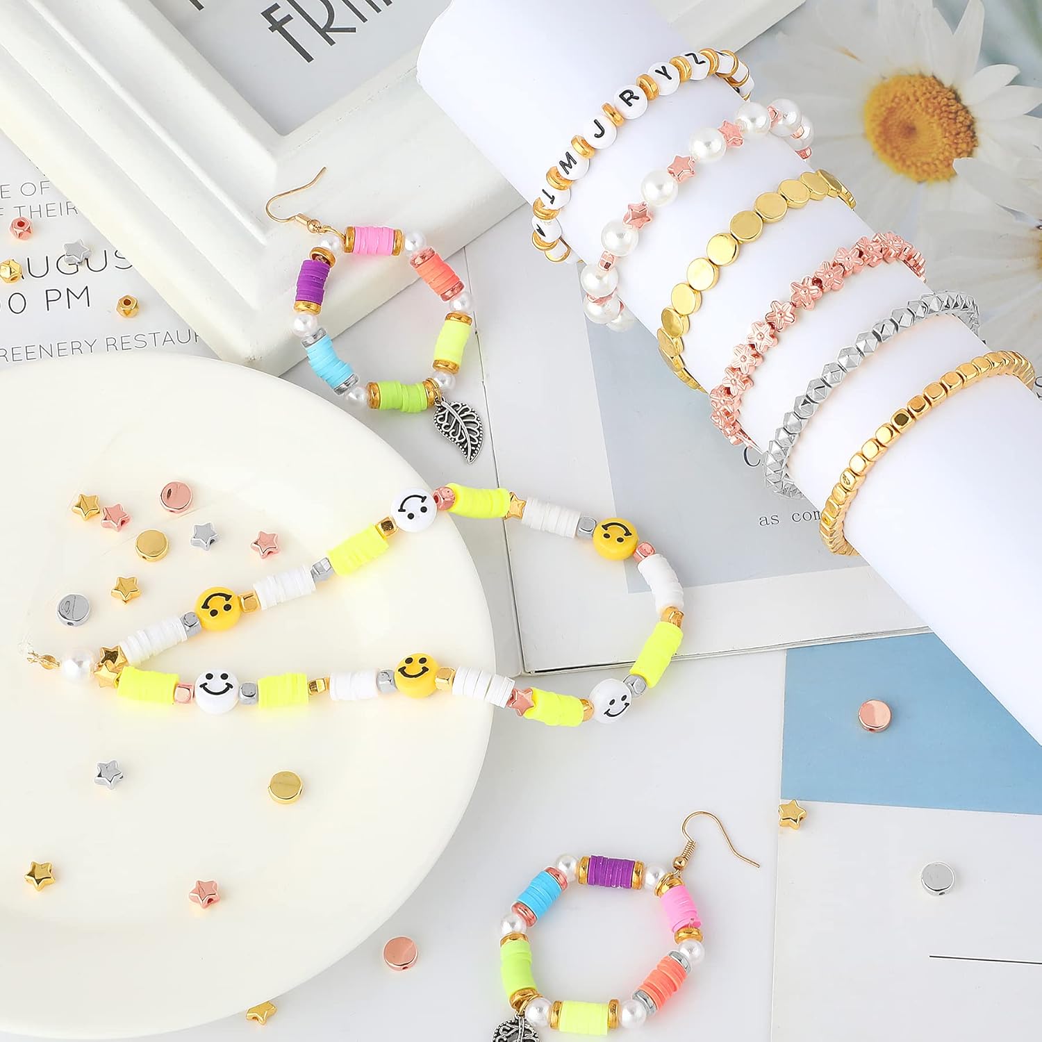 1500Pcs 10 Styles Spacer Beads Assorted Loose Beads for DIY Bracelet Necklace Earring (Gold, Sliver, Rose Gold) - Image 4