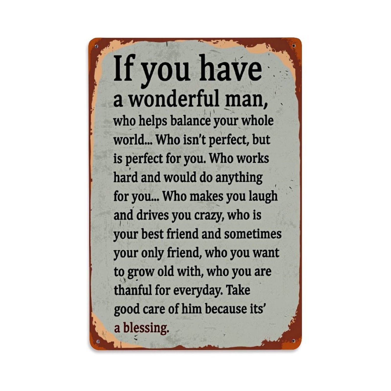 Enderetf Vintage Textured Background With Inspirational Quote Tin Sign Metal Poster, Home Bar Garage Man Cave Cafe Indoor & Outdoor Wall Decoration 8X12inches
