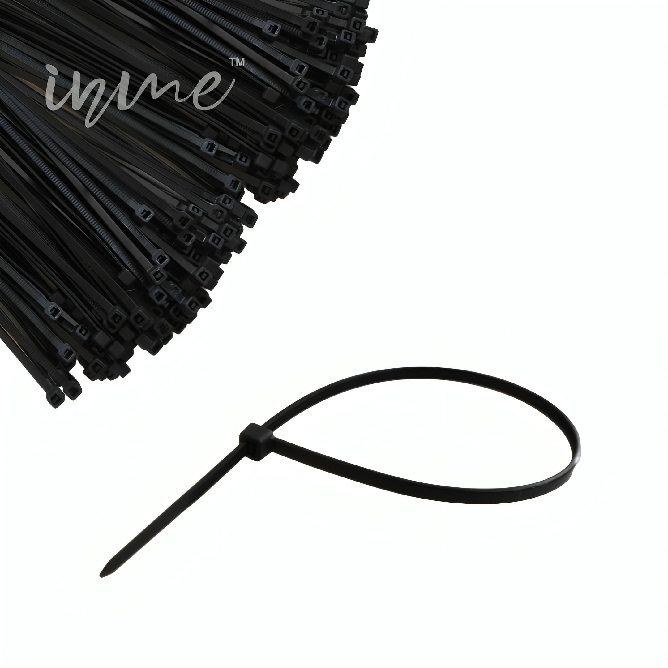 Inme 12 inch Cable Tie / Zip Tie Tags Plastic Ties Lock Strip Strap Self Locking Nylon Wire Tag Belt Heavy Duty & Durable - 300 mm x 3.6 mm, Black-picture-21