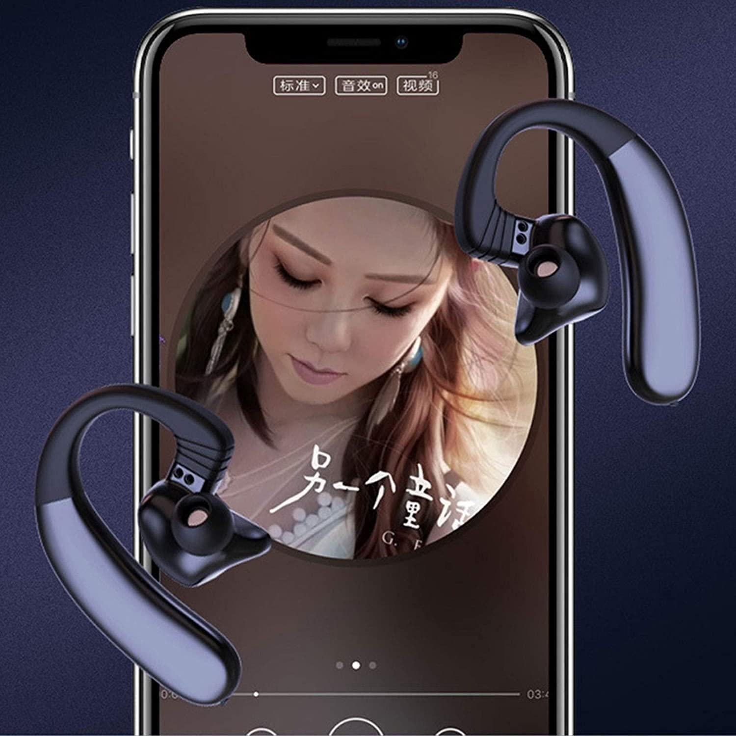 GeRRiT Auricolari wireless for allenamento Palestra Sport Corsa Ganci for le orecchie Auricolare Bluetooth 5.0 Cuffie wireless in-ear Resistenza al sudore IPX5 con microfono, batteria integrata