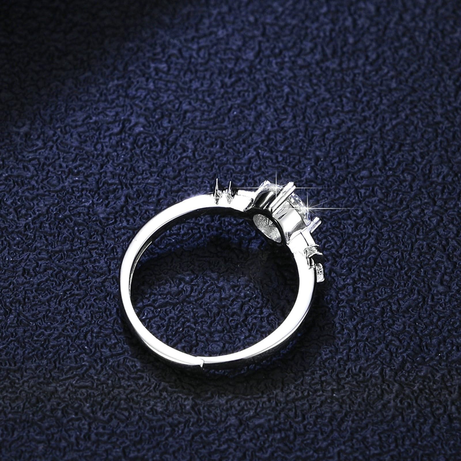 Anillo de boda de oro con moissanite 1ct, anillo de boda de oro auténtico solitario de oro blanco para mujer