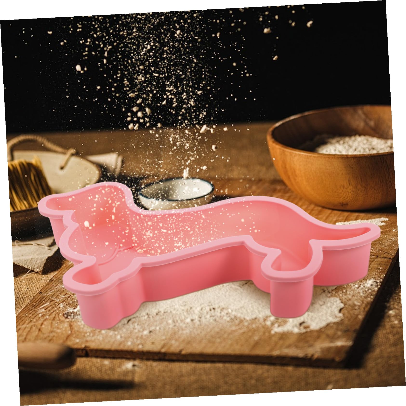 2 Moldes de Silicona Antiadherentes para Chocolate y Pasteles Forma de Perro, Ligeros y Resistentes para Cocina y Cumpleaños, Pack de 2 Piezas Rosa