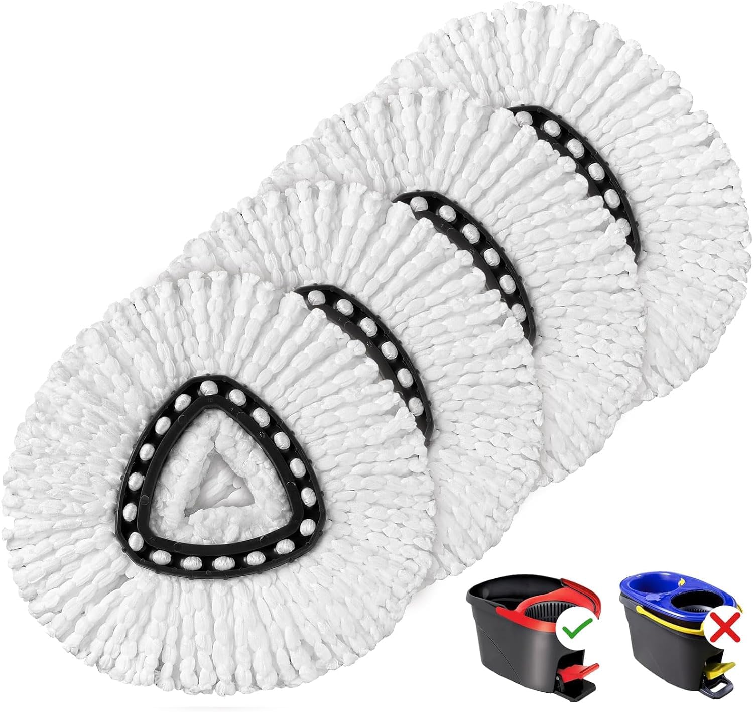 ORCHID M® 4 Pack Replacement Mop Heads， Microfiber Spin Mop Refills Replace Head Compatible with Vileda Easy Wring & Clean and Turbo Microfibre Mop
