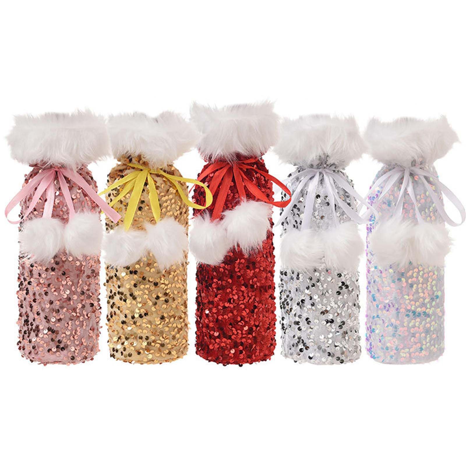 Emballages de verres à vin de Noël et bouteilles : pack de 5 sacs élégants décoratifs de table