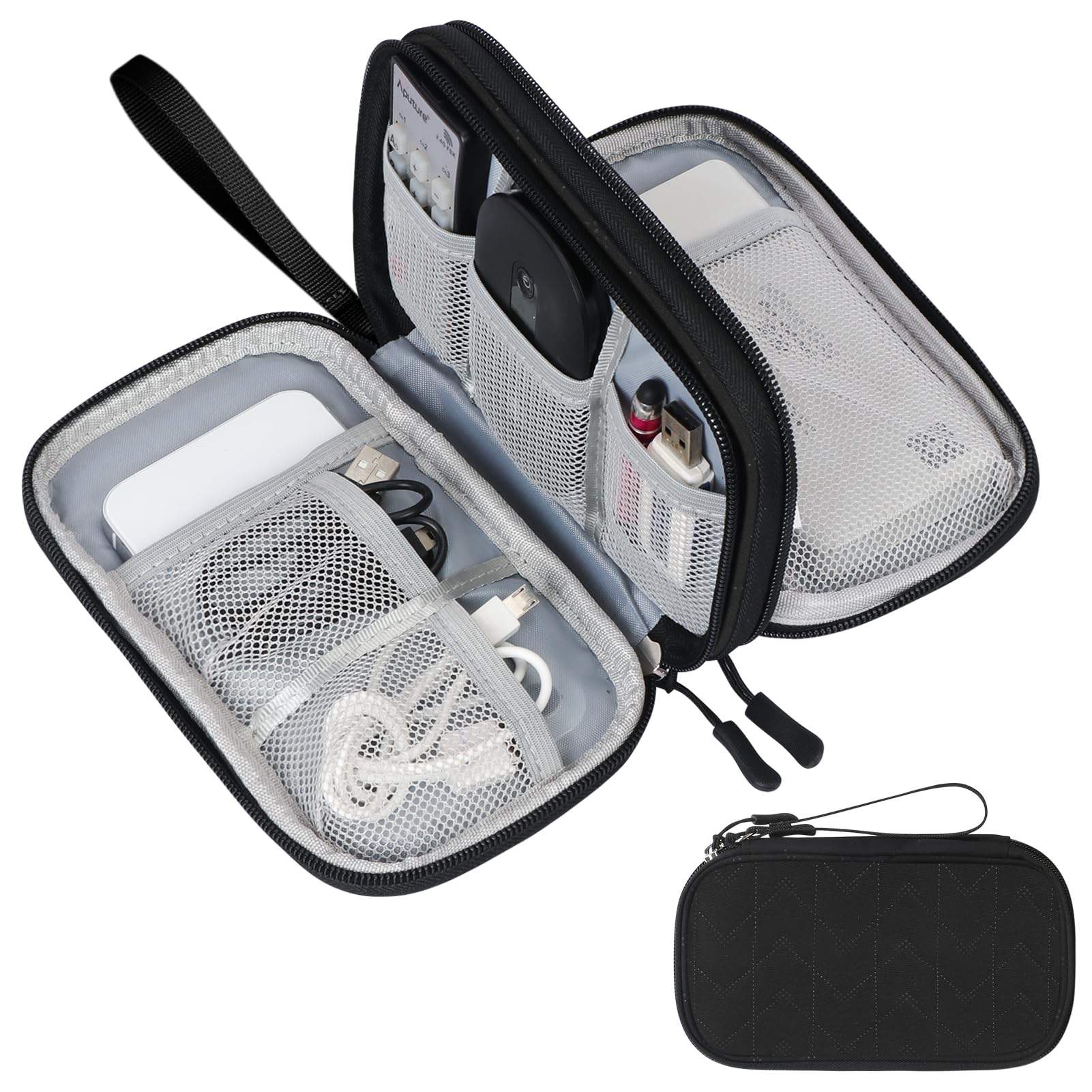 Skycase Kabeltasche,Elektronikzubehör Tasche,Travel Essentials Tech Pouch Bag,Doppelte Kabel Organizer Tasche für Kabel Powerbank Elektronische Accessoires Kabeltaschen
