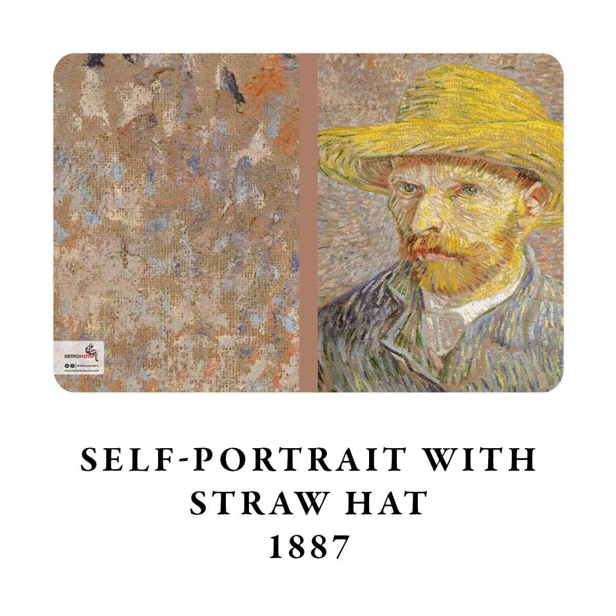 Retronote Set di 4 quaderni Van Gogh serie II - A5, senza righe, totale 256 pagine, 64 pagine, rilegatura a filo, copertina flessibile, bordo ovale, texture tela, 60 grammi, giallo crema