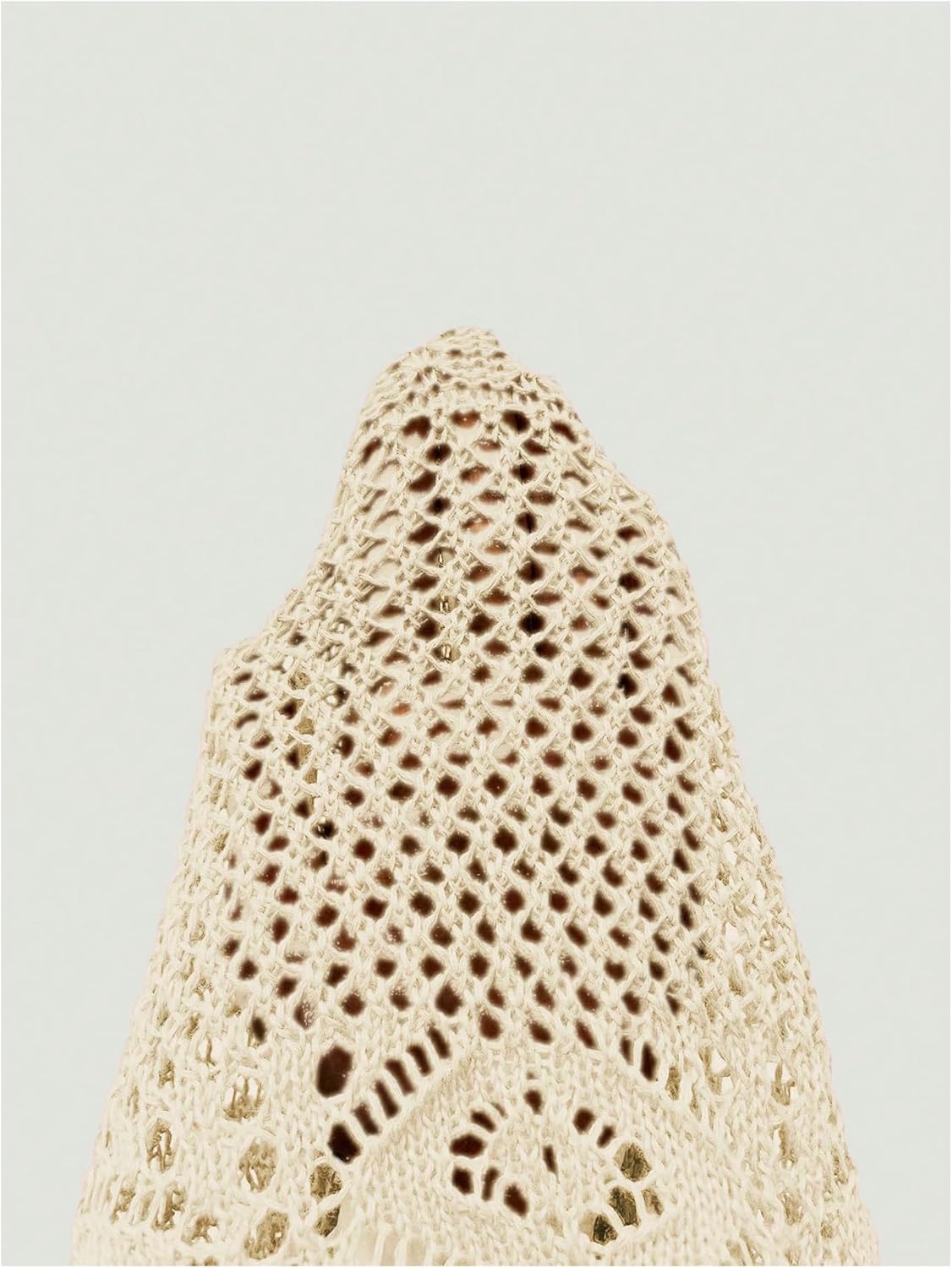 Verdusa Women's Plus Size Cardigan Bow Tie Hollow Out Cardigans Sweaters Sheer Crochet Knit Outwear - Image 5