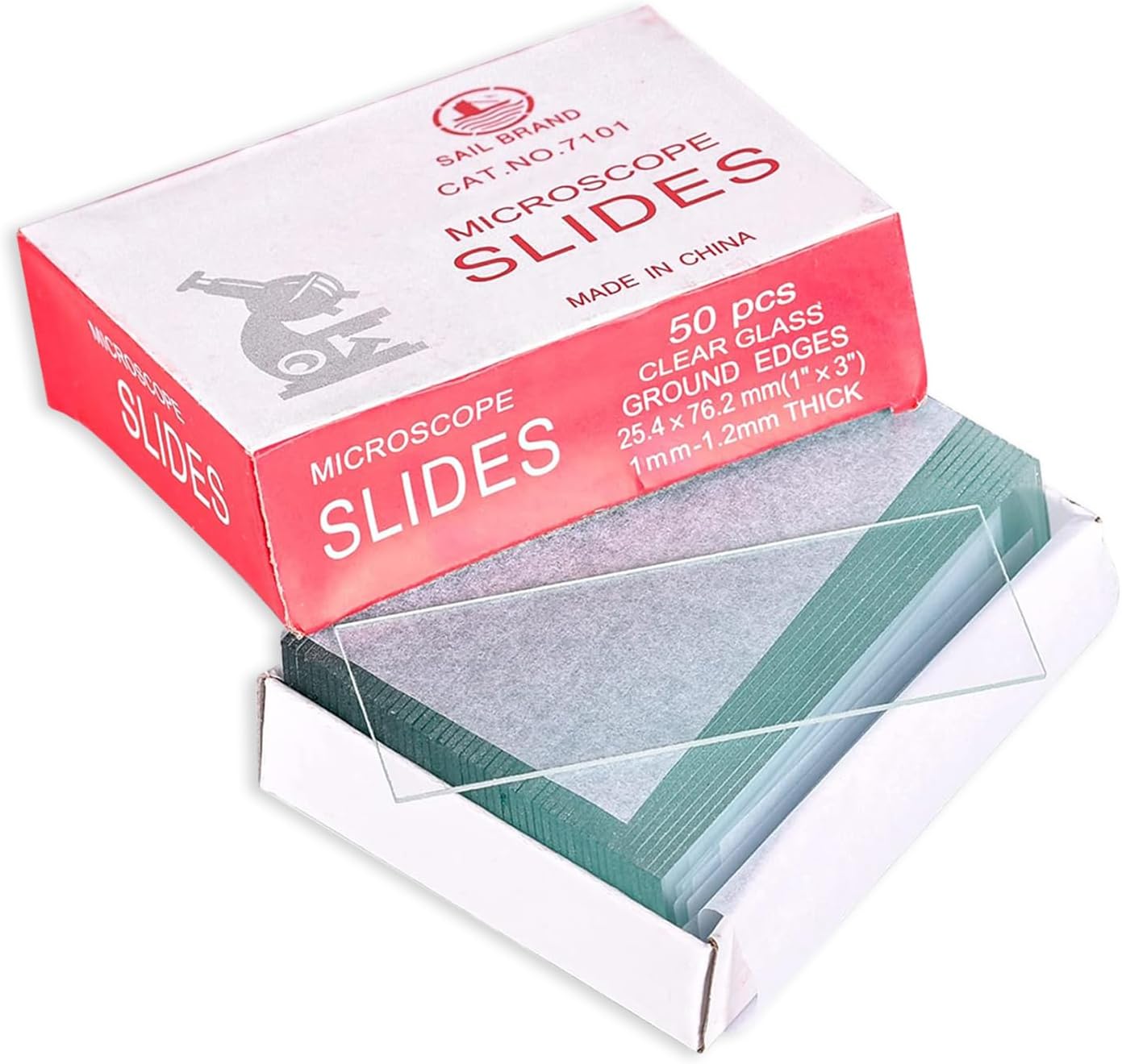 Microscope Glass Slides 75 x 25 x 1.4 mm, 50 Pcs per box, Pack of (1 box)